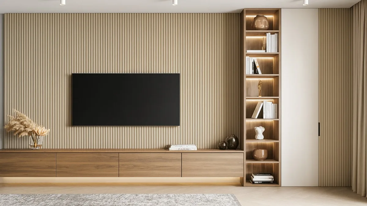 sala com rack flutuante