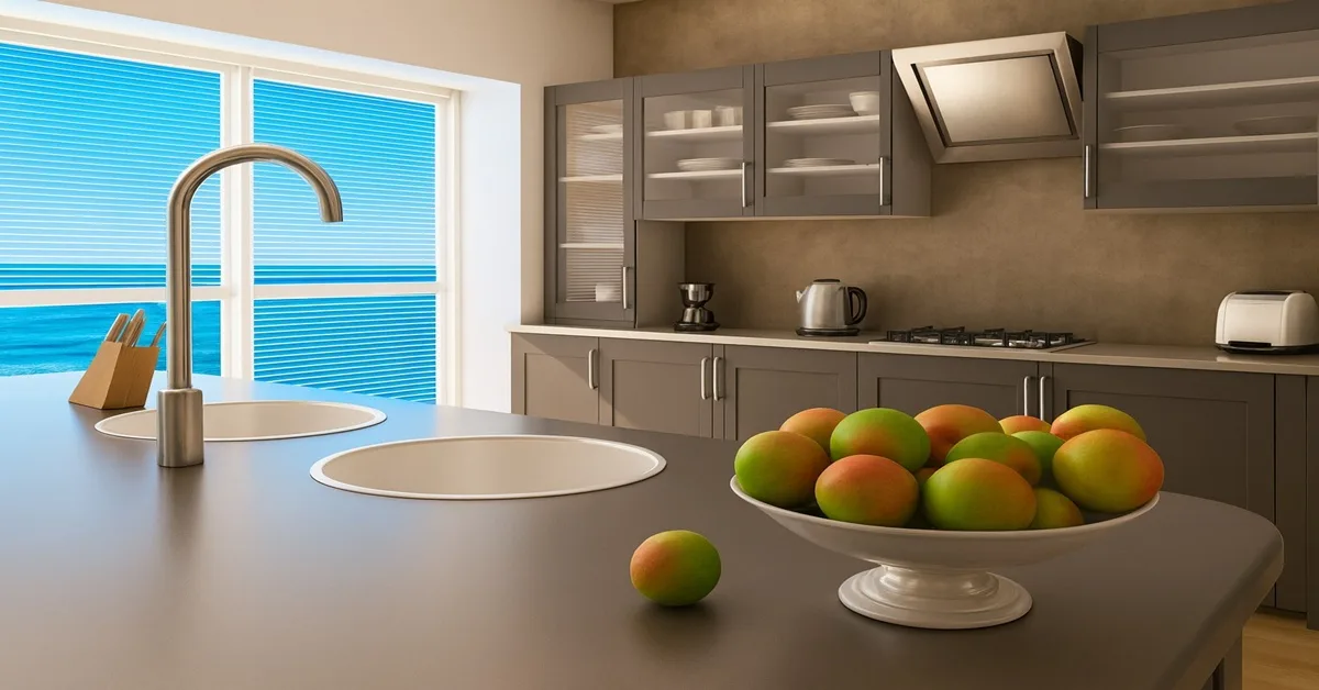 Cozinha planejada com bancada de granito