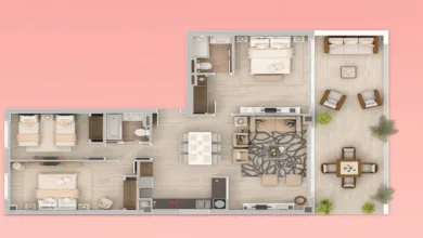 Planta de casa com 3 quartos