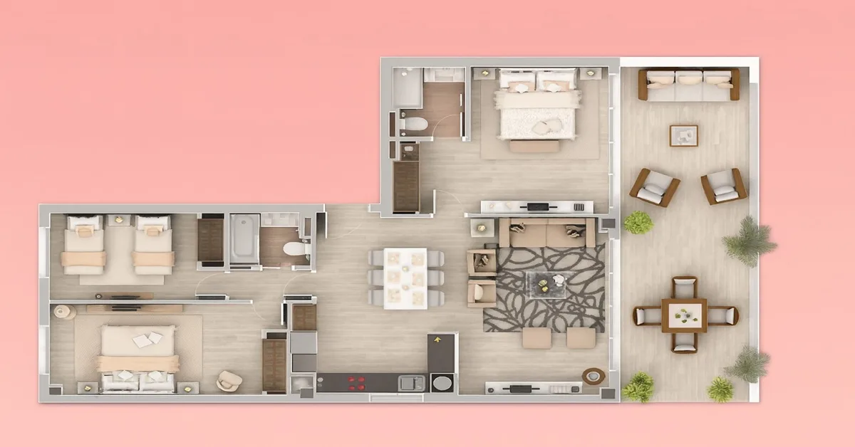 Planta de casa com 3 quartos