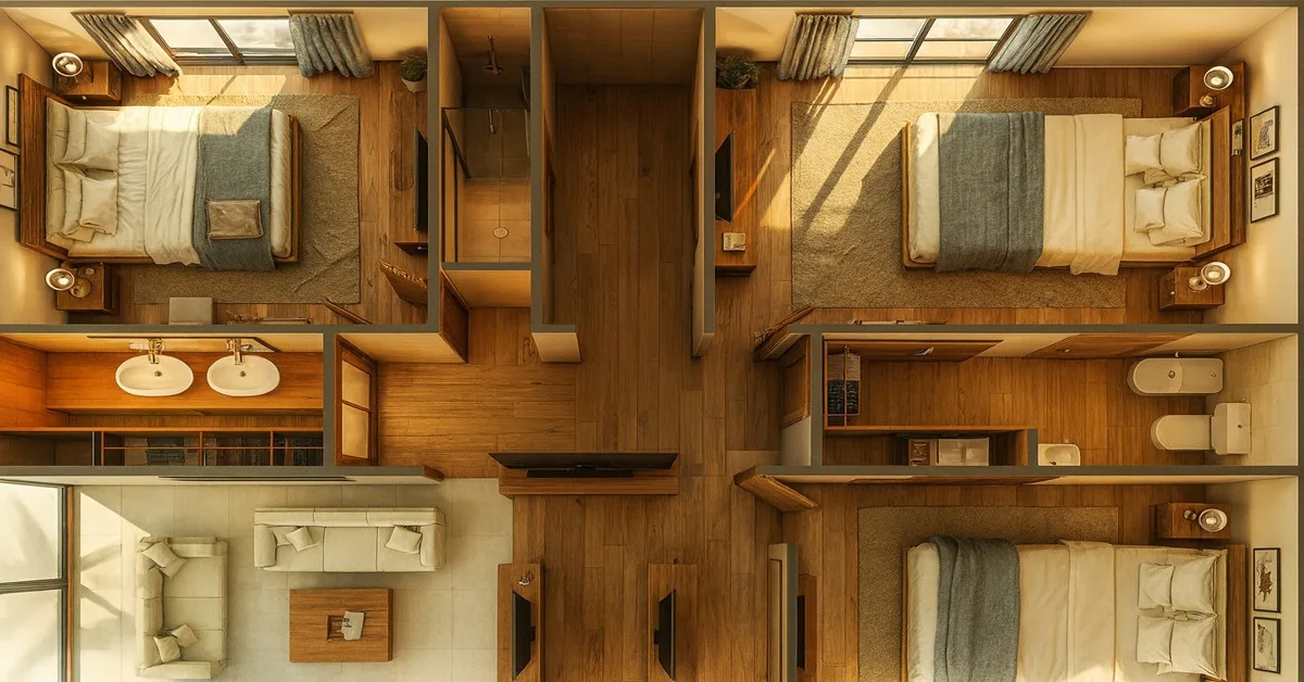 Planta de casa com 3 quartos