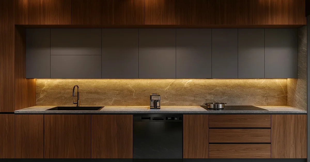 cozinha com iluminação de led