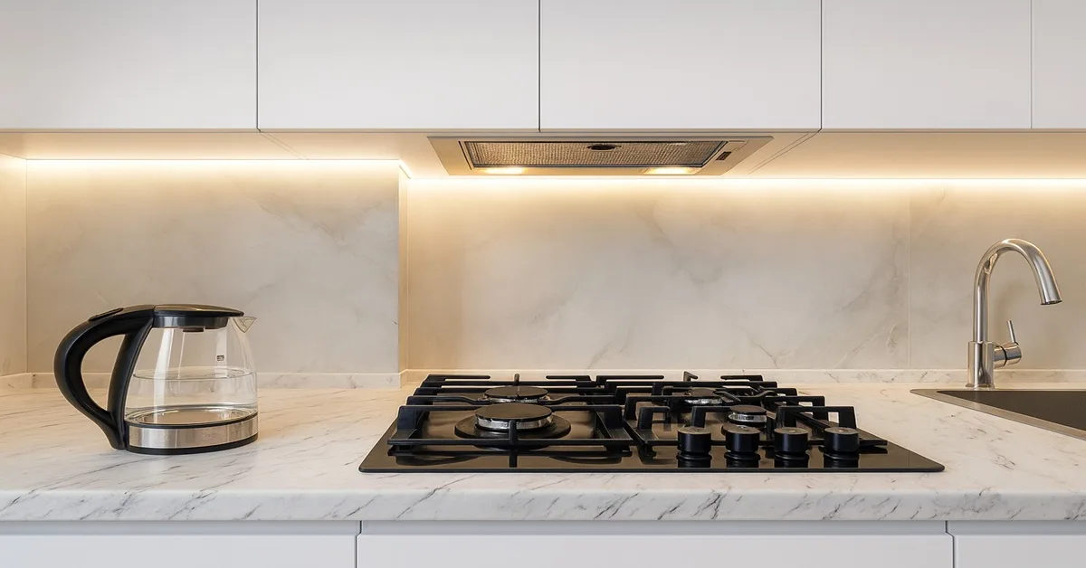 cozinha com porcelanato grande