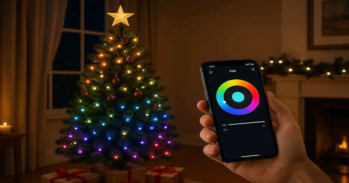 Árvores de natal com iluminação embutida