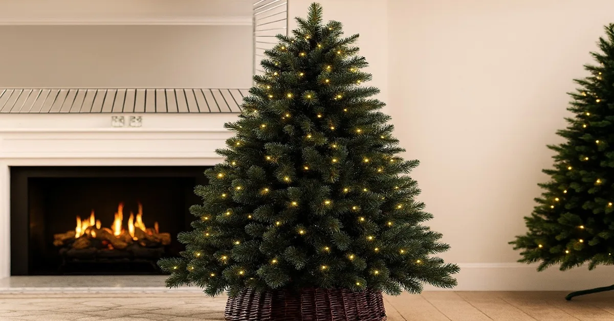 Árvores de natal com luzes embutidas