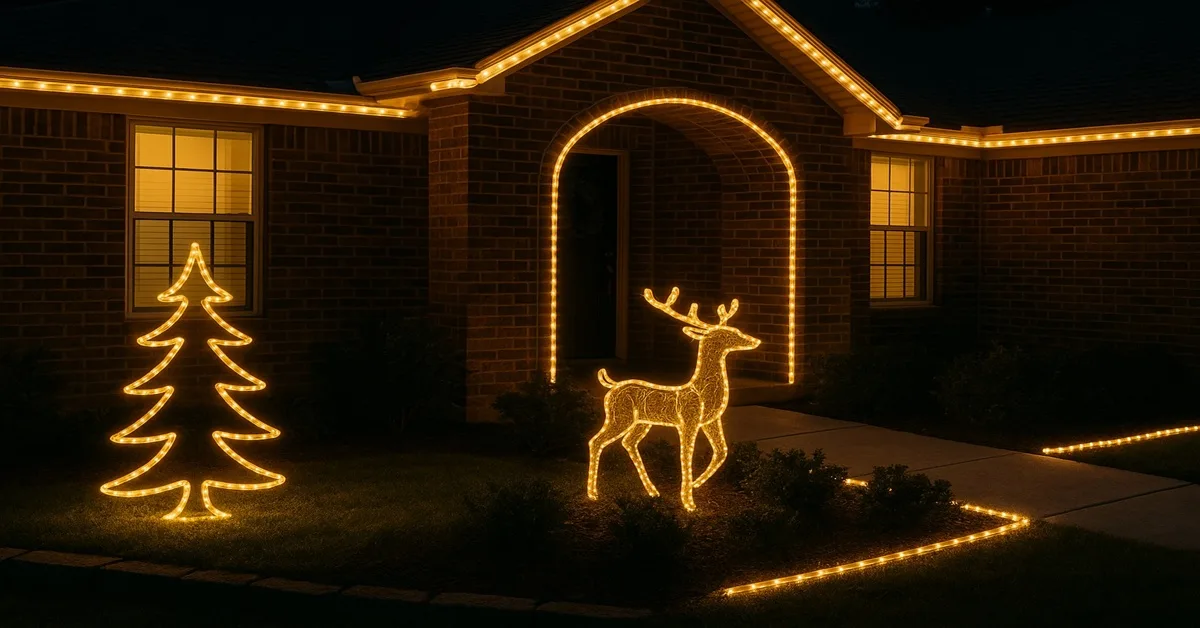 decoração natalina com Mangueira luminosa de LED
