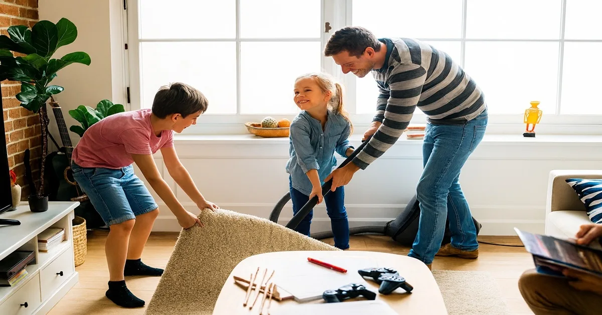 família nas tarefas domésticas