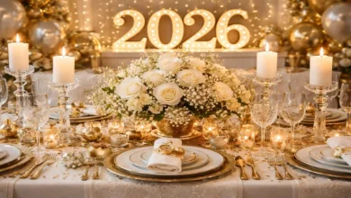 Mesa posta de Ano Novo